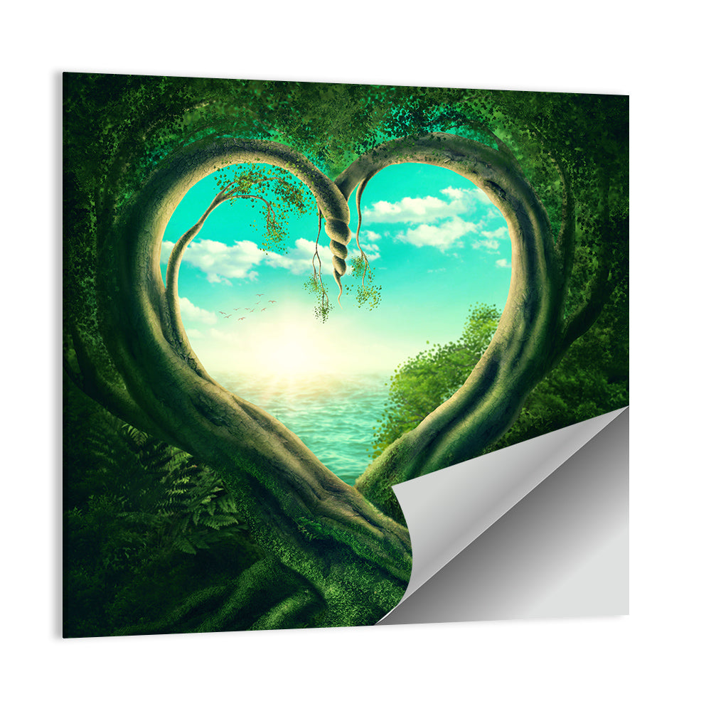 Two Trees Forming a Heart Wall Art