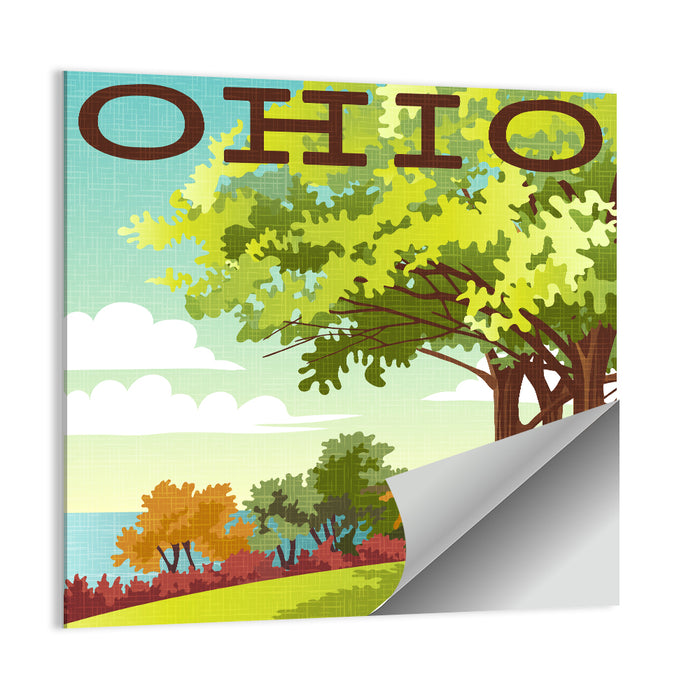 Retro Ohio Travel Illustration Wall Art as a poster print
