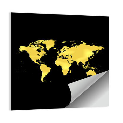 Golden World Map Wall Art