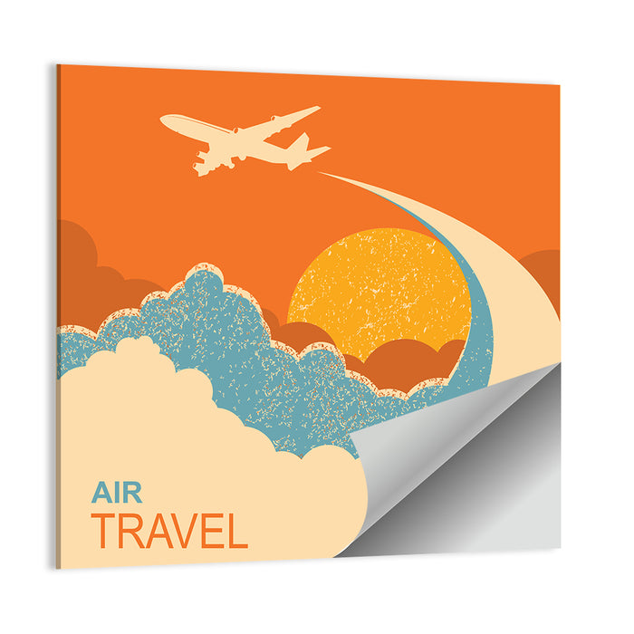 Retro Airplane at Sunset Illustration Wall Art as a poster print