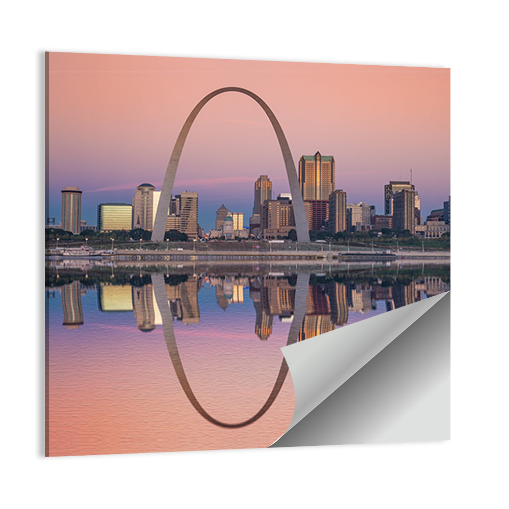 St Louis Skyline Along Mississippi River Wall Art