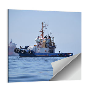 A Tugboat Near To Container Ship In Coasts Of Valparaiso Wall Art