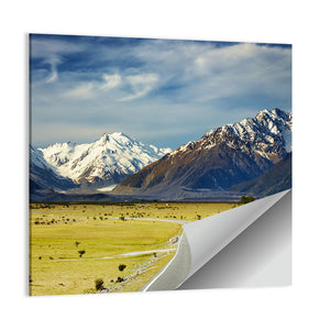 Road & Snowy Mountains In New Zealand Wall Art