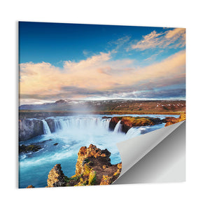 Godafoss Waterfall At Sunset Wall Art