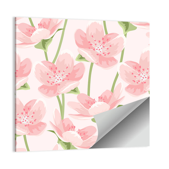 Spring Pink Sakura Magnolia Pattern Wall Art as a poster print