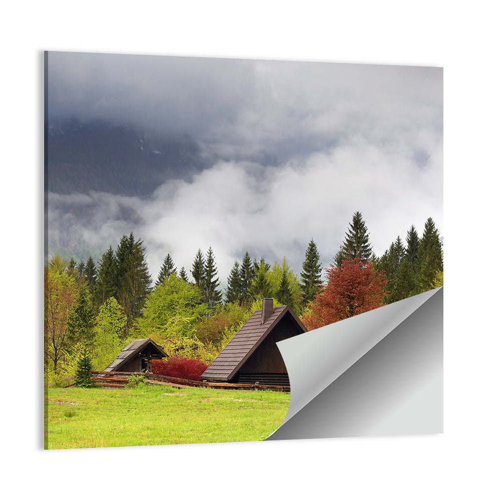 Slovenian Alps Cabin in Fog Wall Art