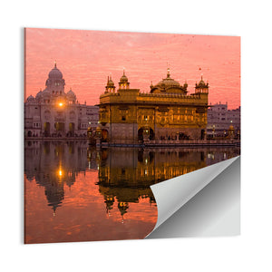 Sunset At Golden Temple In Amritsar Wall Art