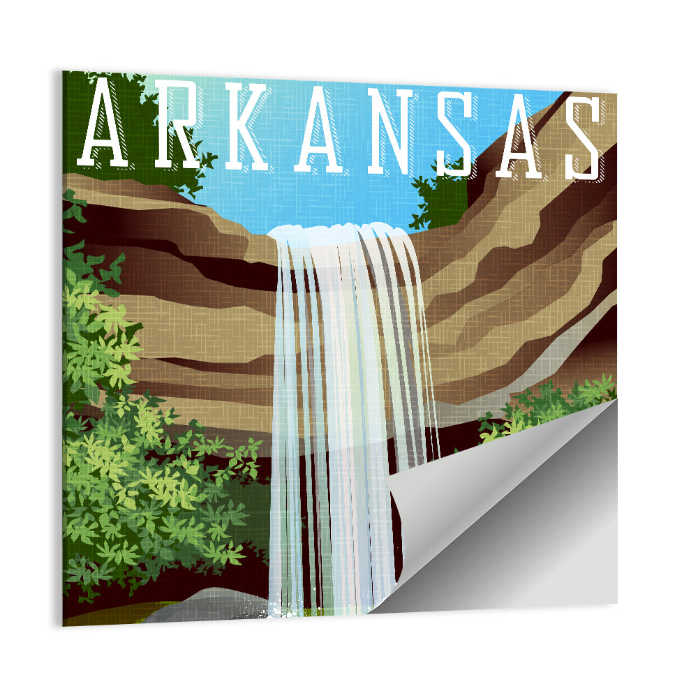 Arkansas Cliff Waterfall Illustration Wall Art