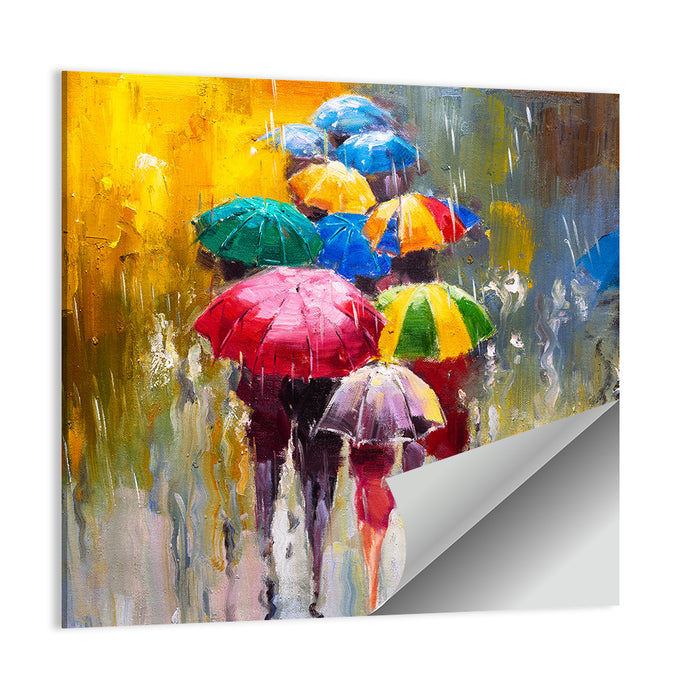 Rain Soaked Cityscape Oil Painting Wall Art as a poster print