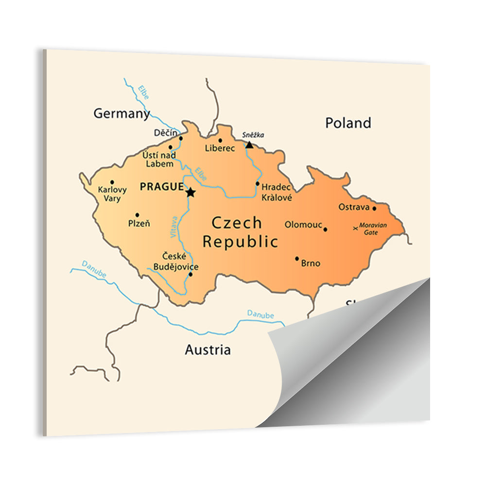 Minimalist Czech Republic Map Wall Art