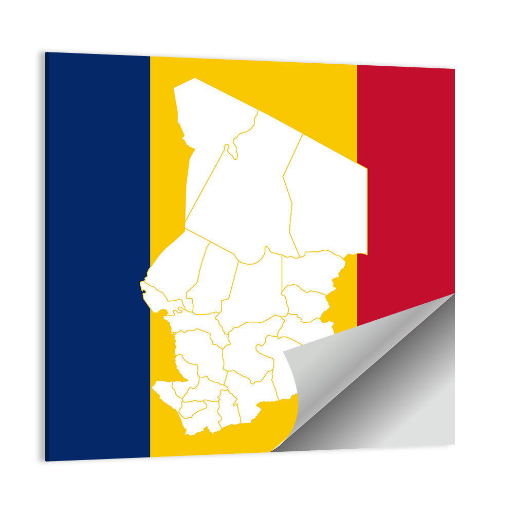 Chad Map with Tricolor Flag Wall Art