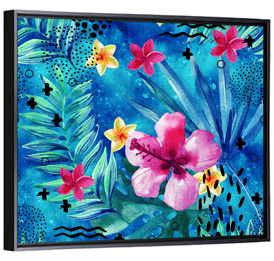 Summer Hibiscus and Frangipani Abstract Wall Art