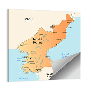 North Korea Map Wall Art