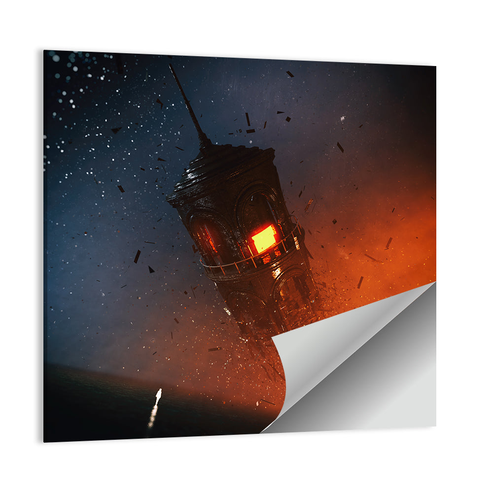 Floating Tower at Night Wall Art