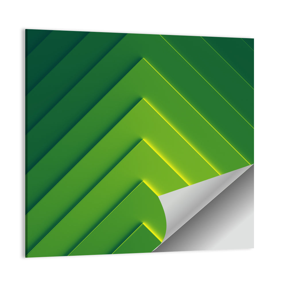 Green Chevron Geometric Abstract Wall Art