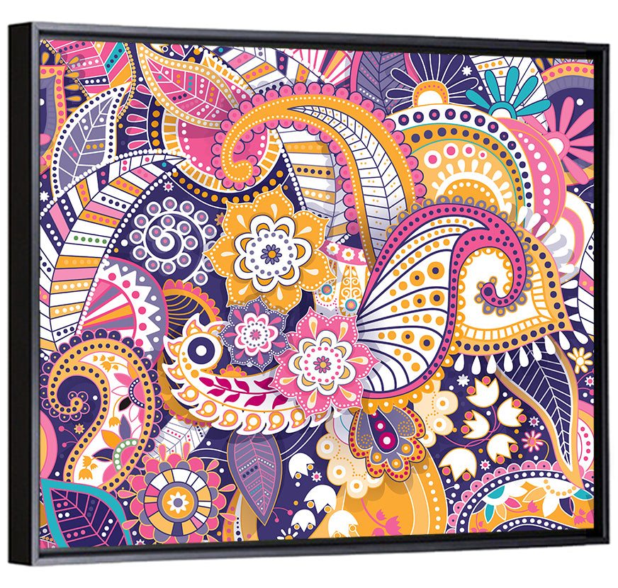 Indian Ornamental Paisley Pattern Wall Art