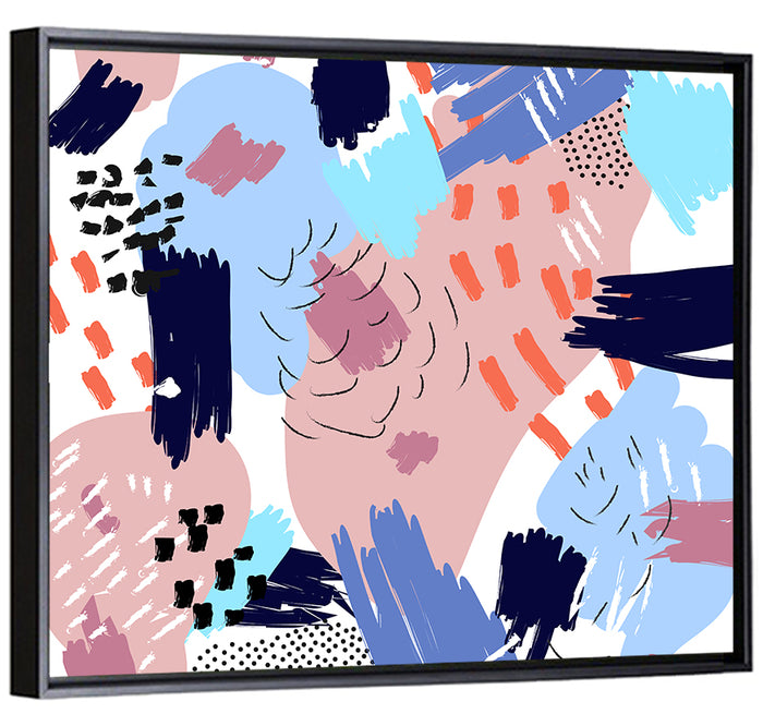 Memphis Style Collage Wall Art as a framed canvas