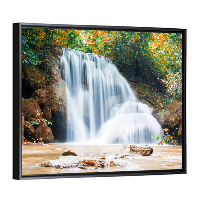 Planthong Waterfall Phuphaman Thailand Wall Art as a framed canvas