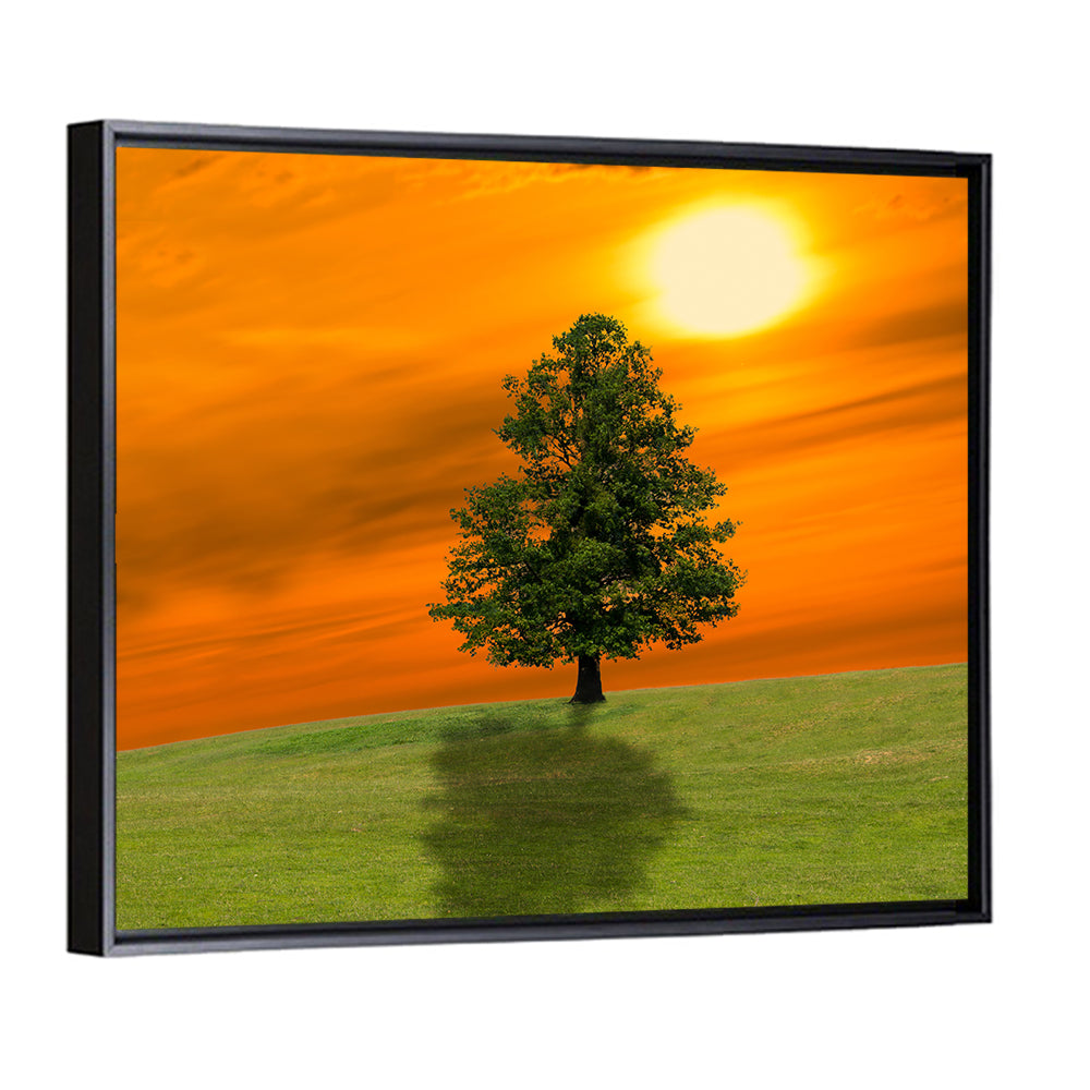 Lonely Tree On Green Field Wall Art