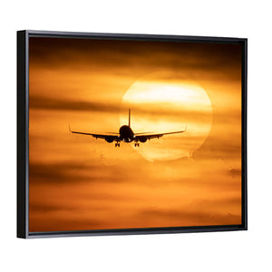 Sunset With Airplane Wall Art