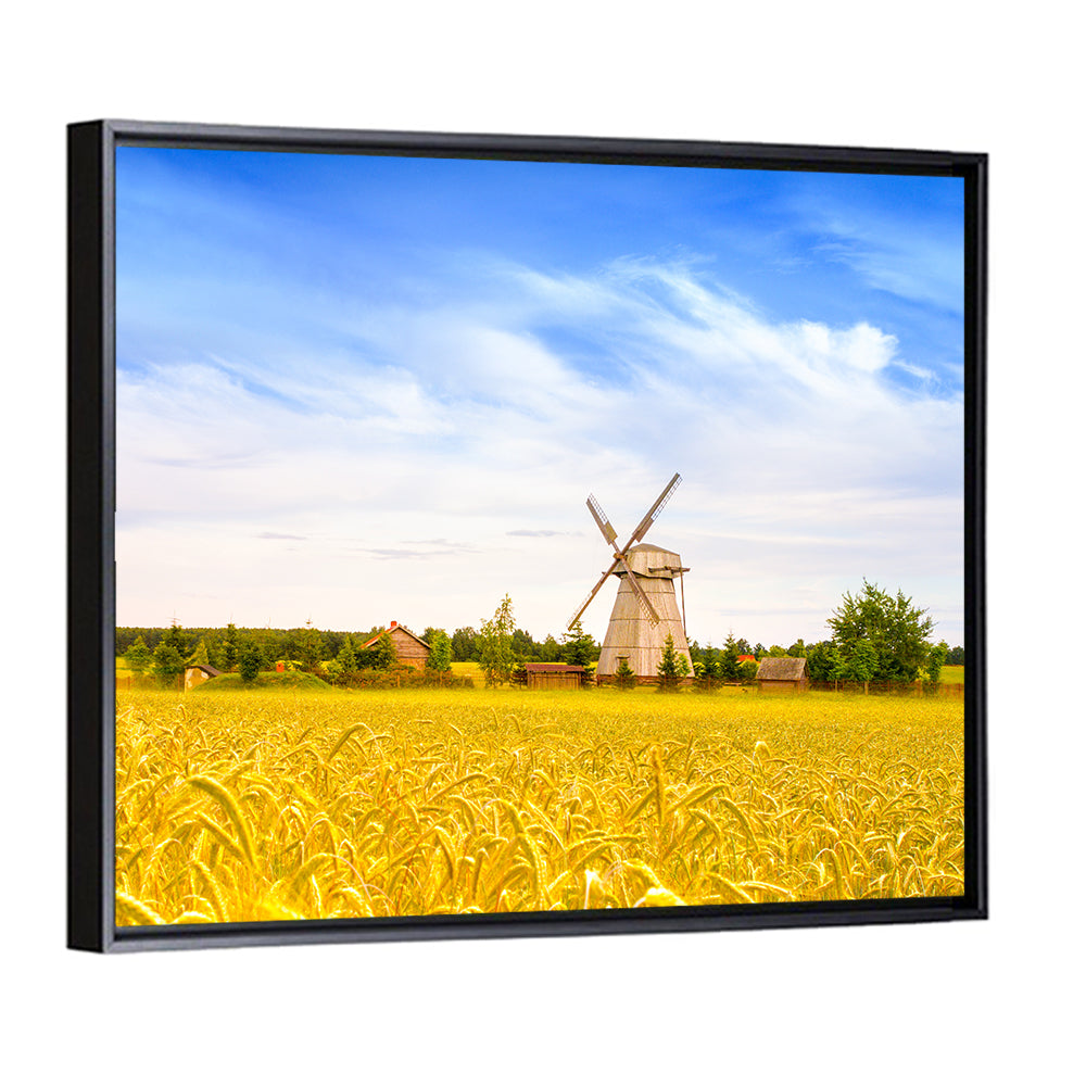 Dudutki Windmill in Golden Fields Wall Art