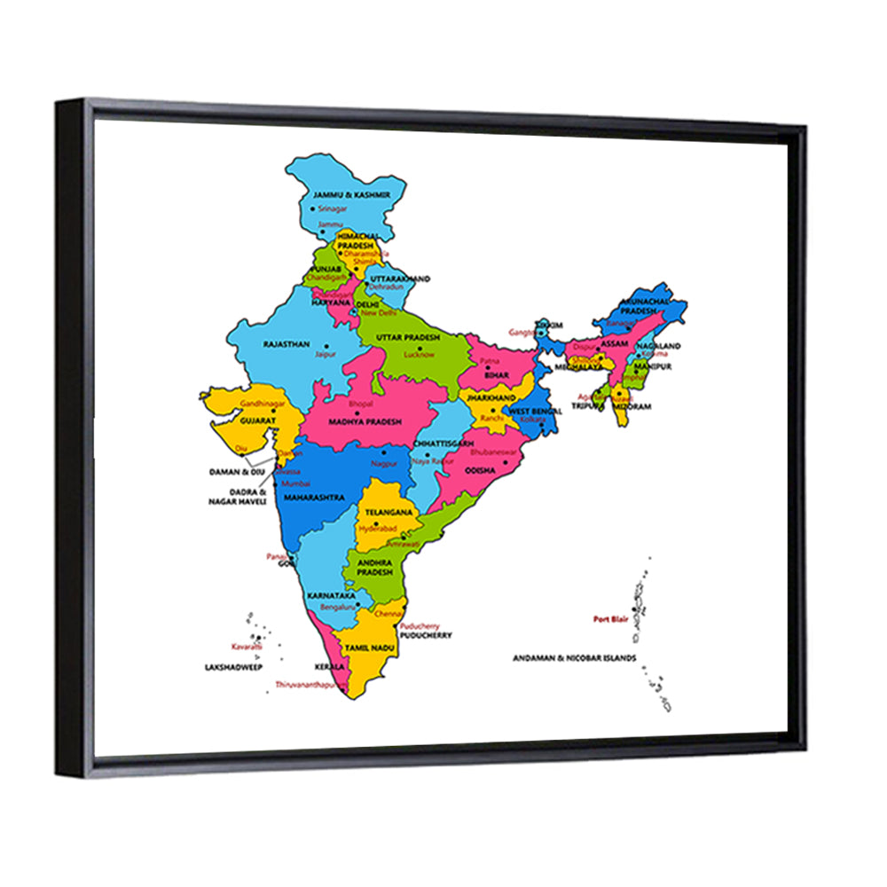 India Political Map Wall Art