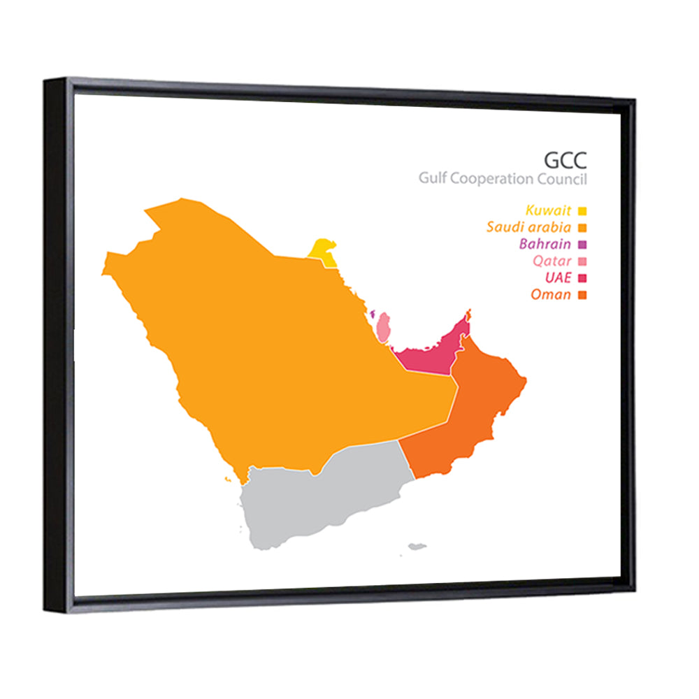 Gcc Countries Map Wall Art