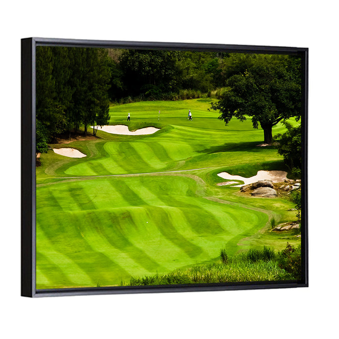 Sloping Golf Fairway with Bunkers Wall Art as a framed canvas