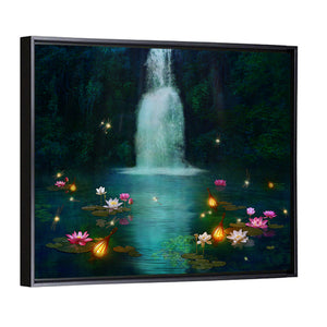 Waterfall & Lilies Artwork Wall Art