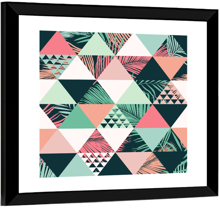 Geometric Tropical Palm Leaves Wall Art as a framed print