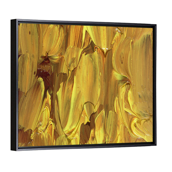 Golden Impasto Oil Study Wall Art as a framed canvas