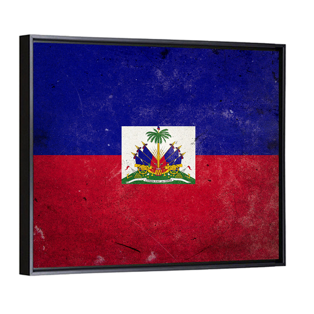 Haitian Flag with Distressed Emblem Wall Art