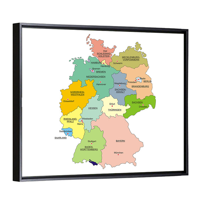Germany Map Infographic Wall Art as a framed canvas
