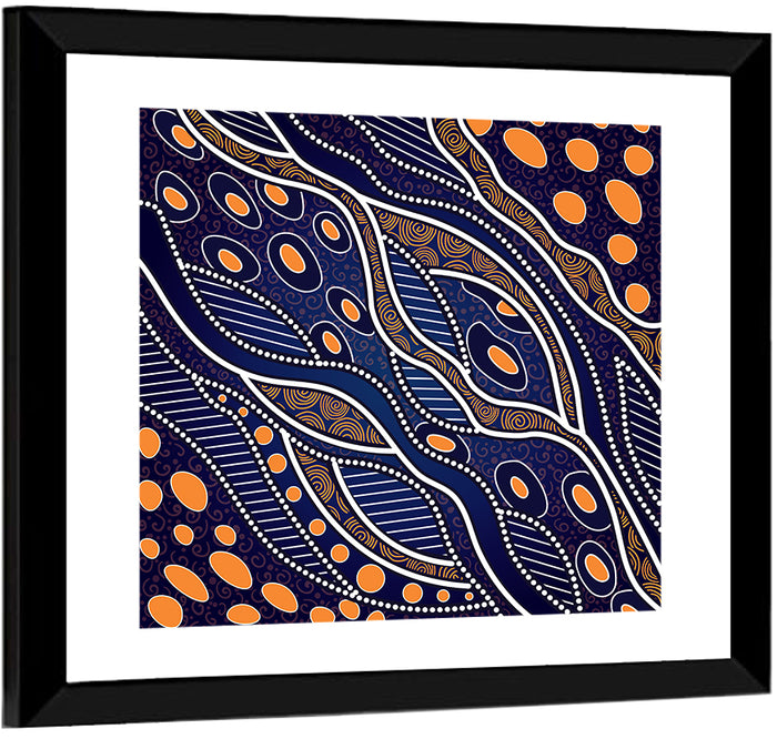 Rhythmic Dot Vector Composition Wall Art as a framed print