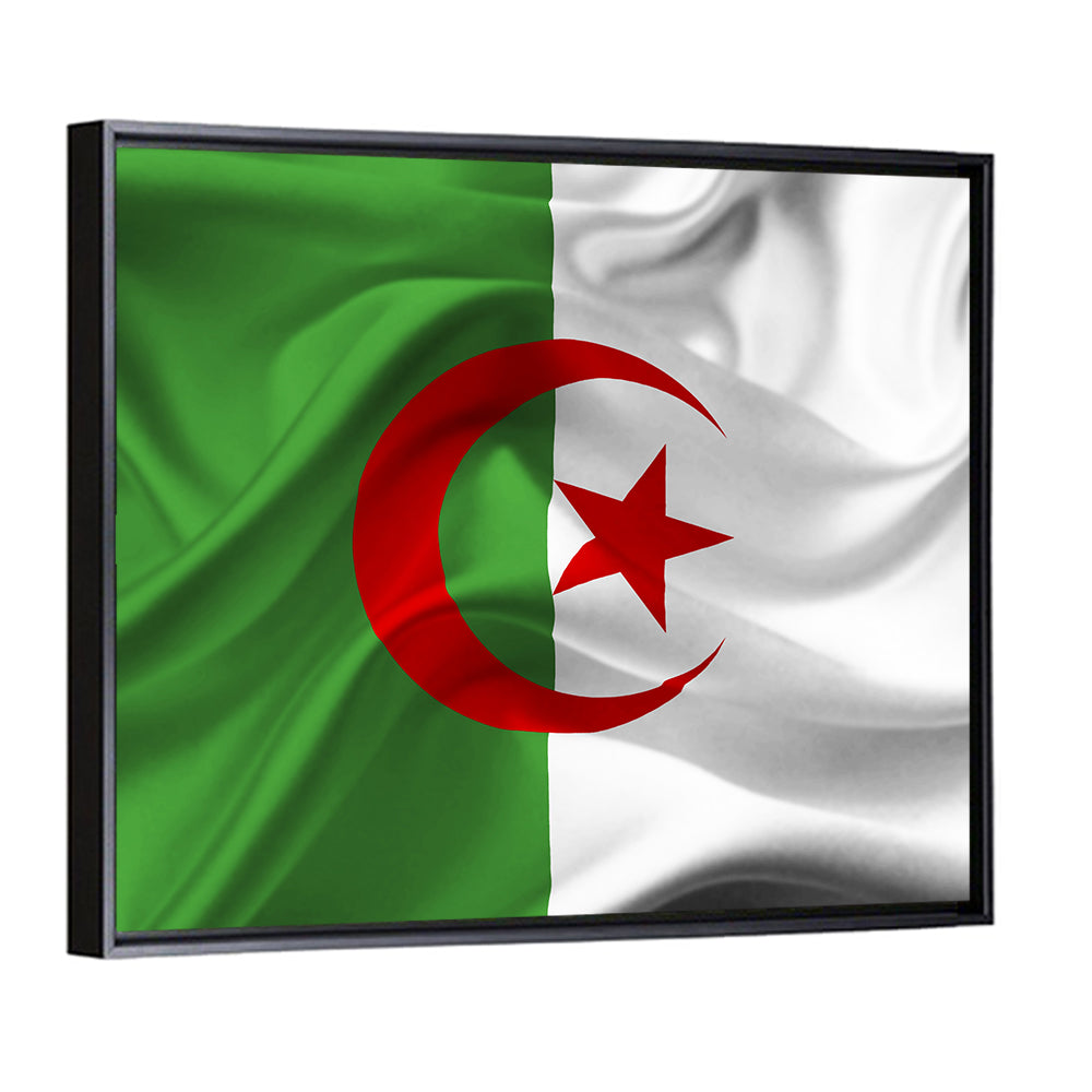 Waving Algerian Flag with Crescent and Star Wall Art