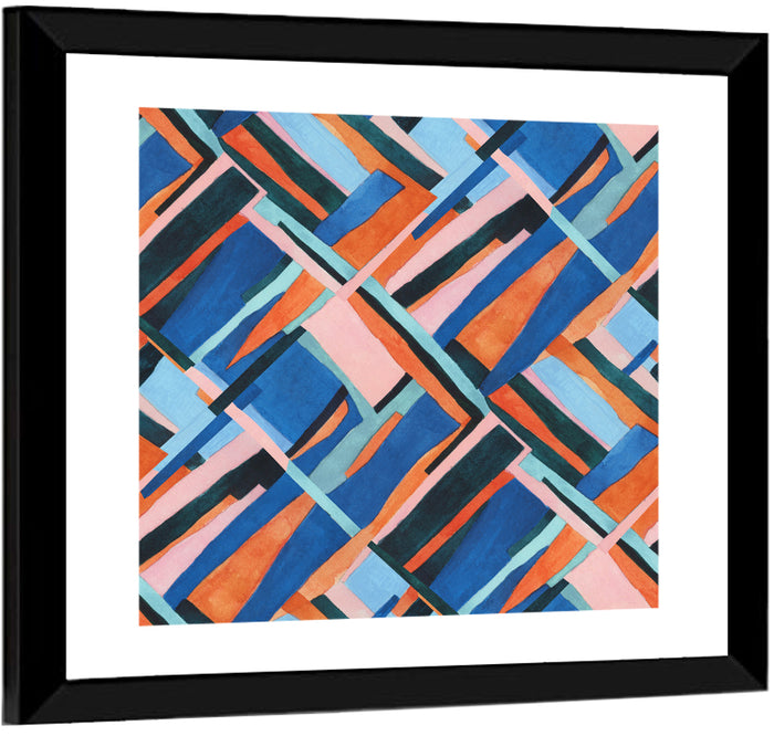 Watercolor Diagonal Grid Wall Art as a framed print