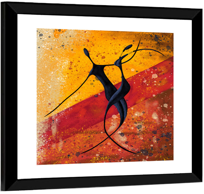 Passionate African Dance Illustration Wall Art as a framed print
