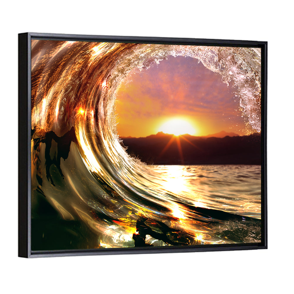 Ocean Wave Sunset Wall Art