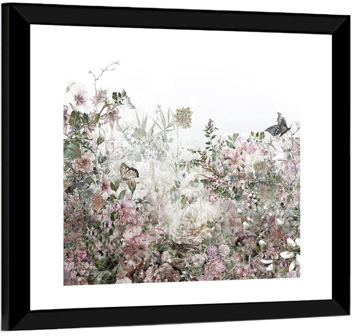 Faded Watercolor Floral Garden Wall Art as a framed print