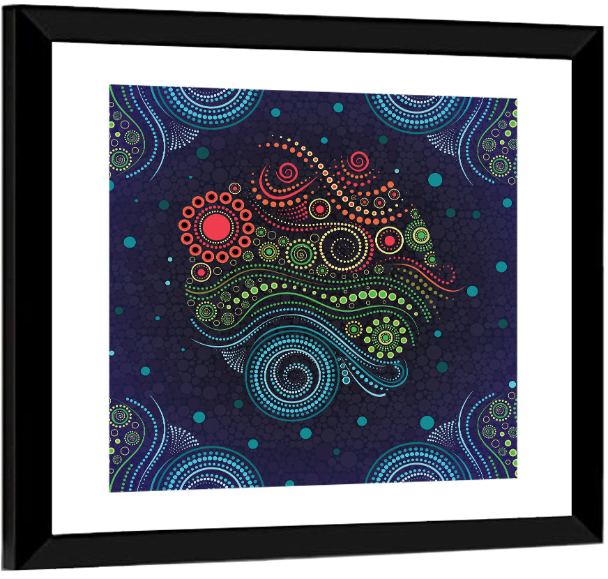Concentric Floral Dot Illustration Wall Art