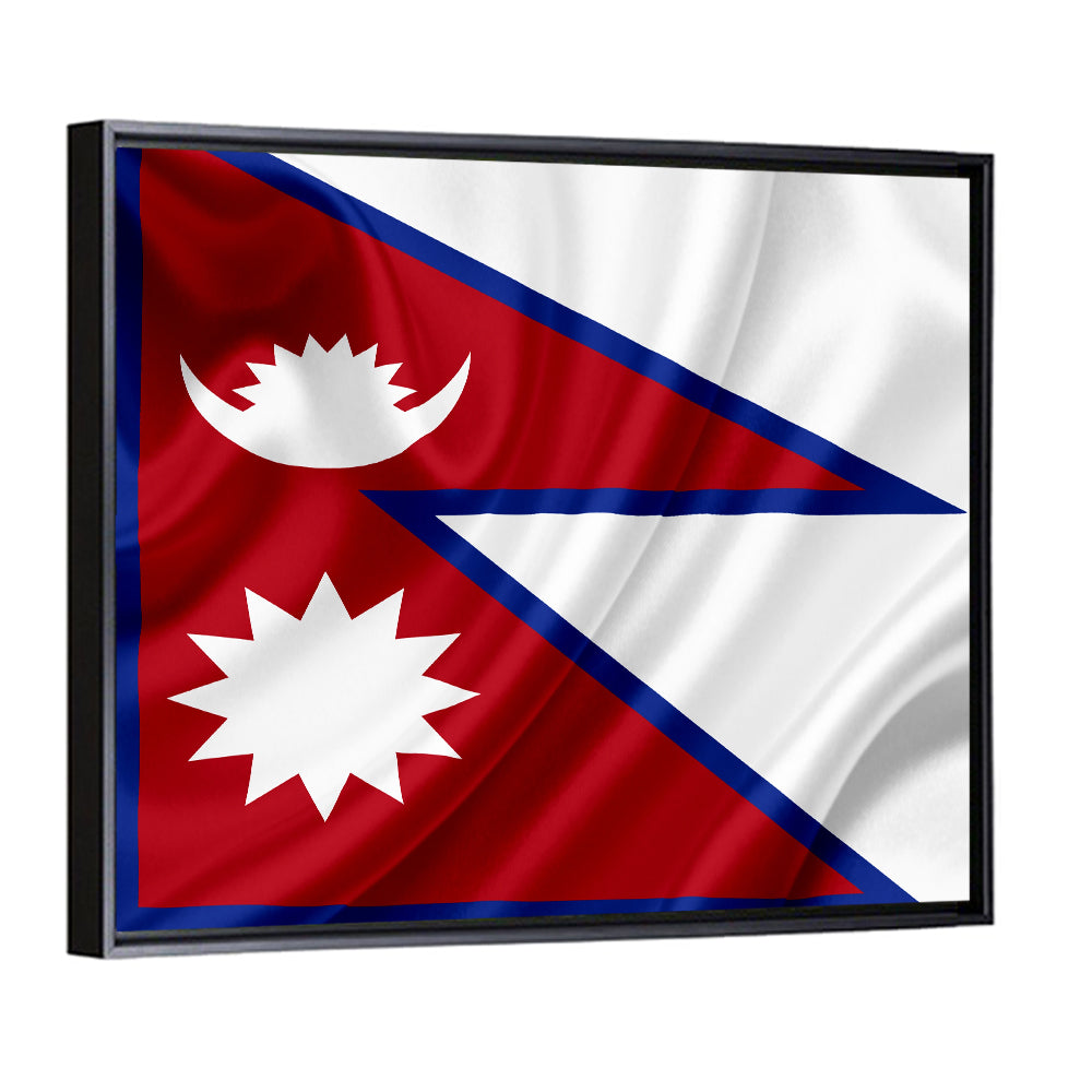 Nepal Flag with Moon and Sun Wall Art