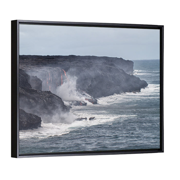 Glowing Lava on Big Island Coast Wall Art as a framed canvas