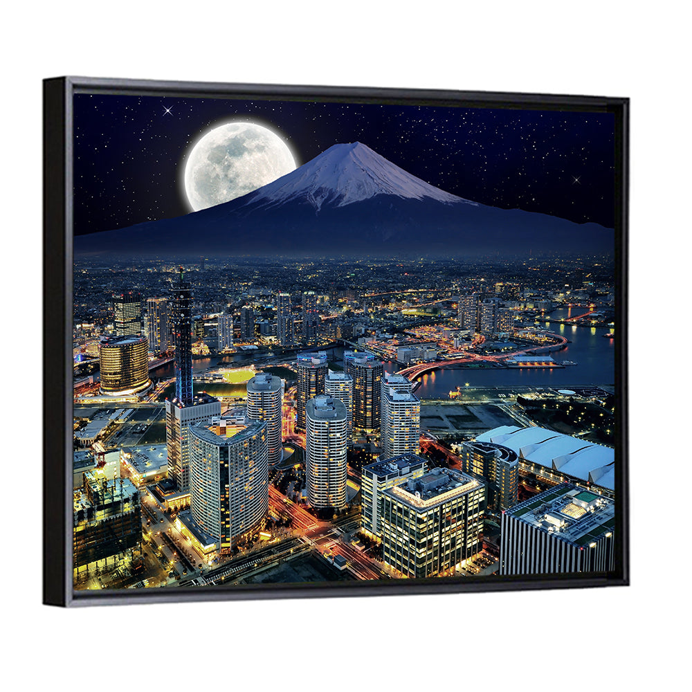 Yokohama Night Skyline with Mount Fuji Wall Art