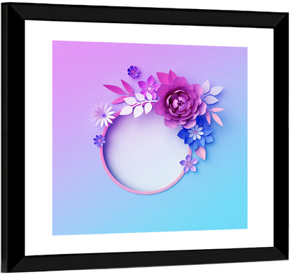 3d Neon Paper Flowers Wall Art