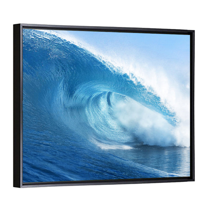 Blue Surf Barrel Wall Art as a framed canvas