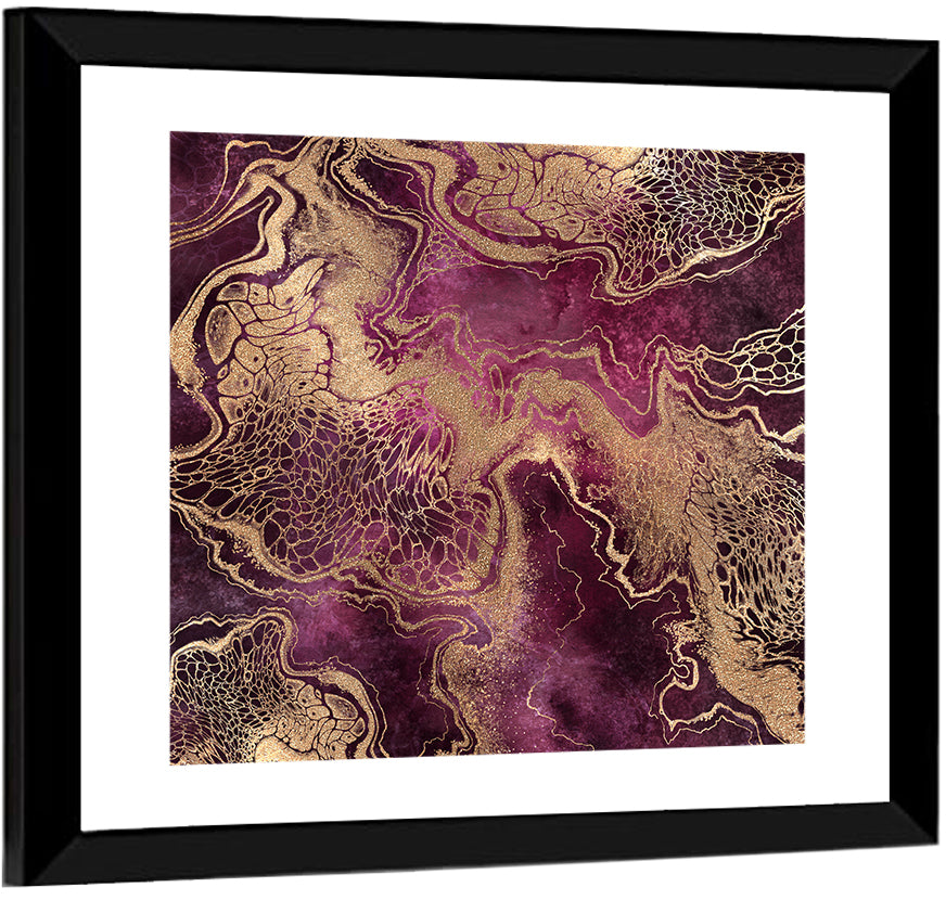 Purple and Gold Marble Abstraction Wall Art