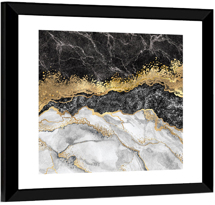 Gold Veined Marble Layers Wall Art