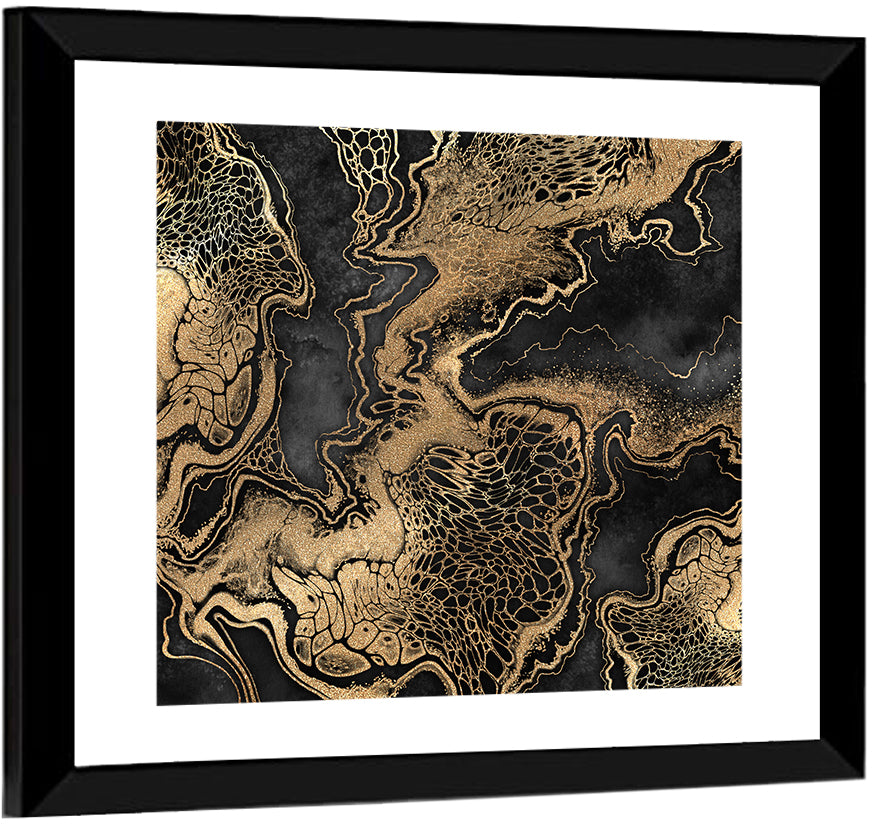 Black Marble with Gold Veins Wall Art