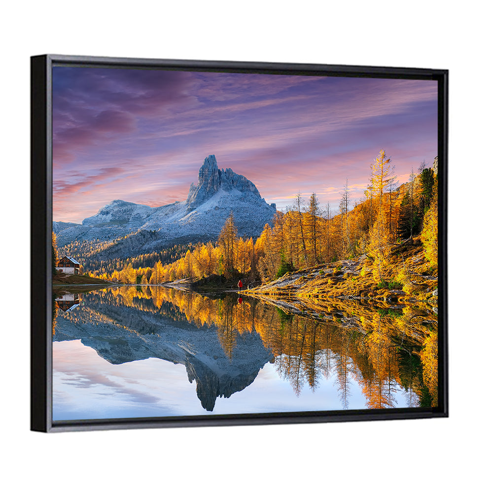 Lake Federa In Dolomites At Sunset Wall Art