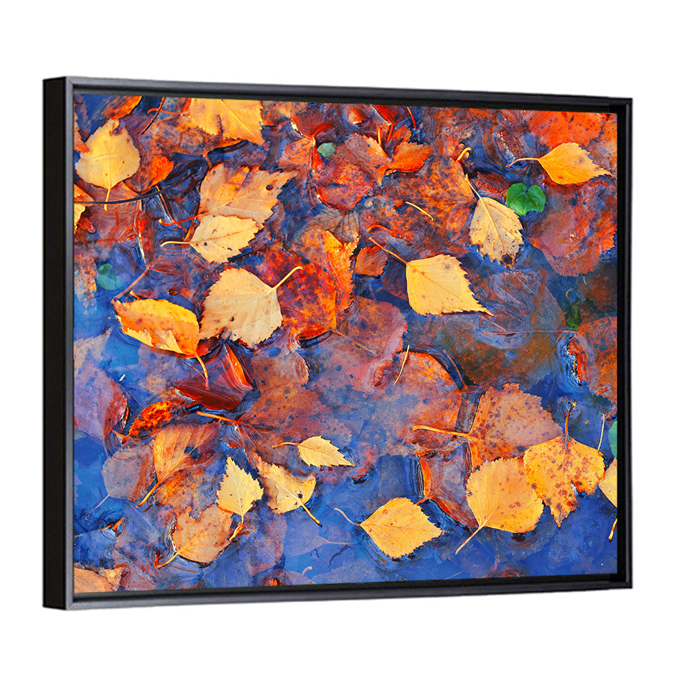 Birch Leaves in Rain Puddle Wall Art
